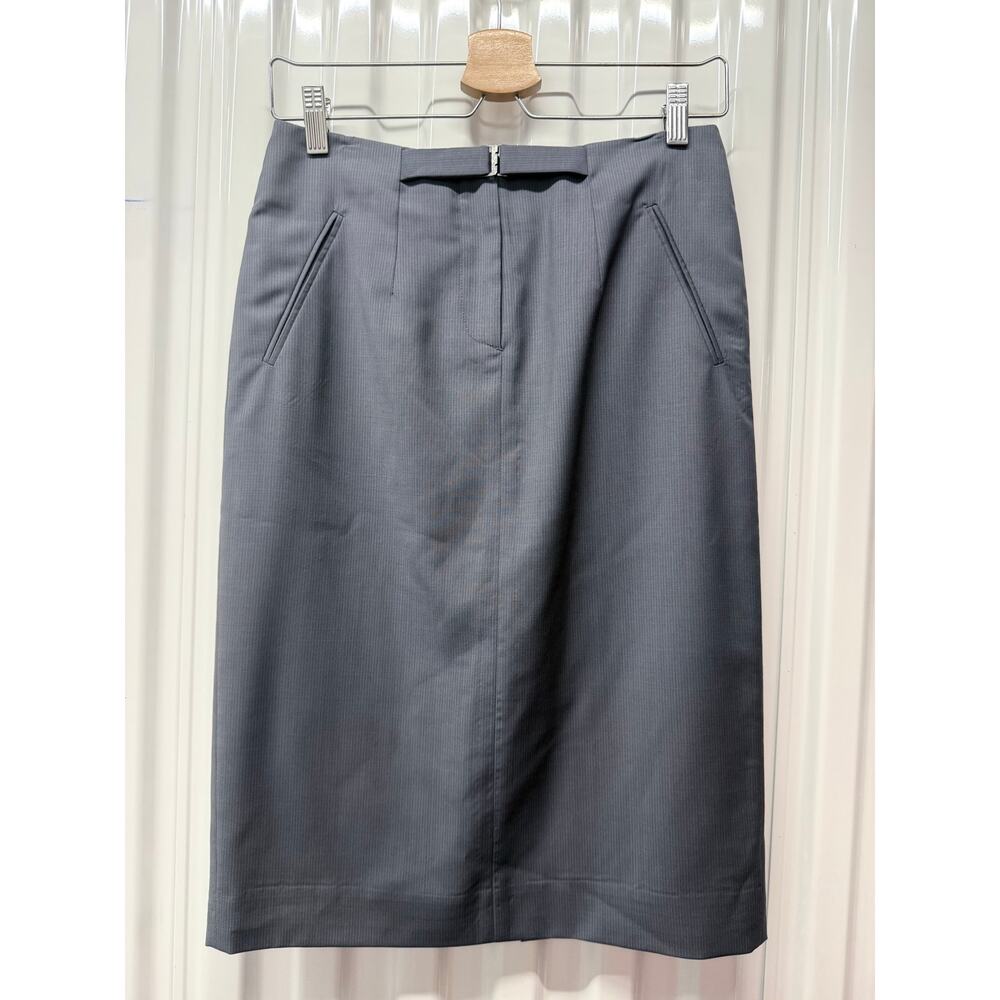 MAISON MARTIN MARGIELA light slate blue 100% wool straight tailored pencil skirt